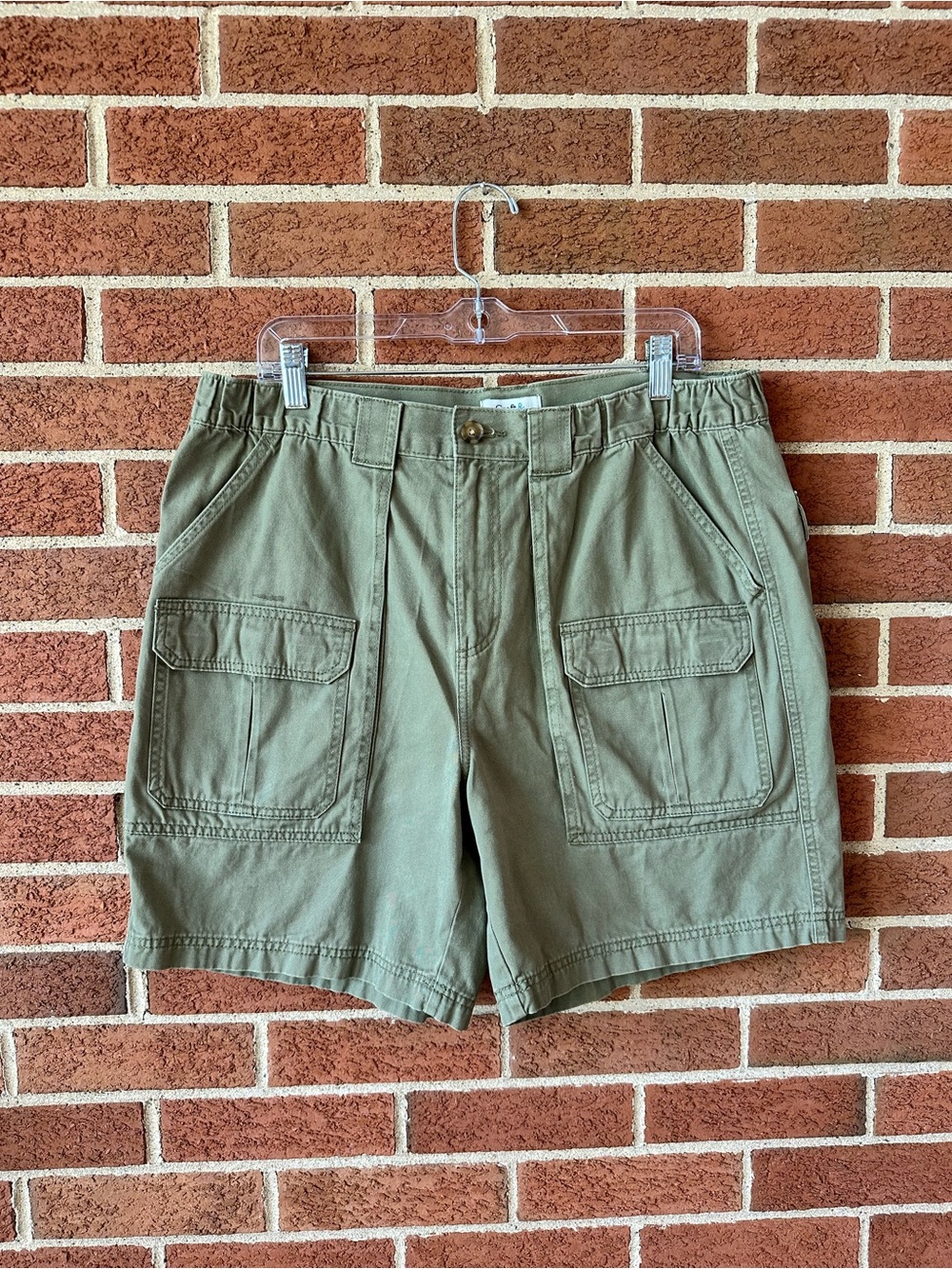 Vintage Croft & Barrow Men's Green Cargo Safari Shorts Cotton Front Pockets, 36